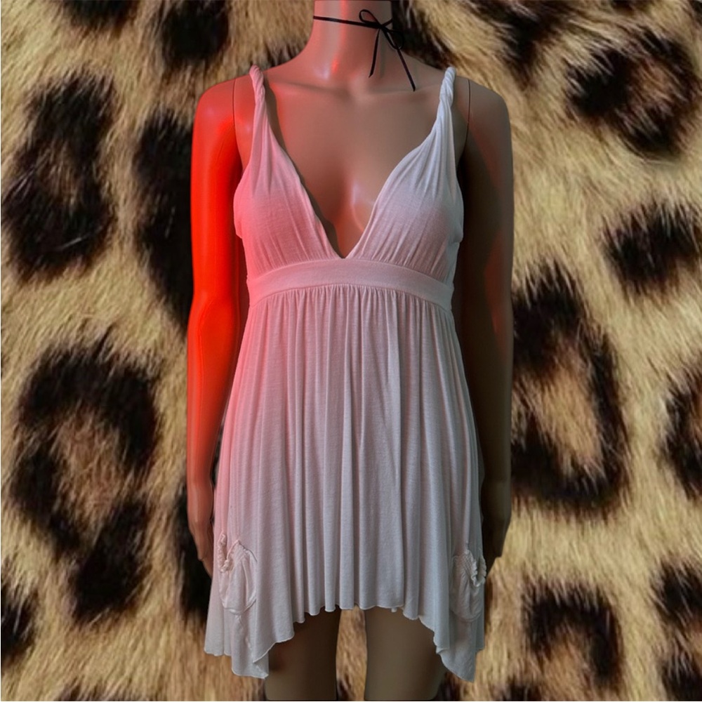 White V-neck Dress